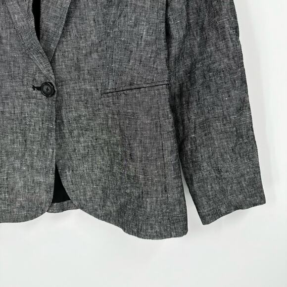 J. Crew Black Chambray Linen Blazer Gray Size 0 One Button - Picture 7 of 10